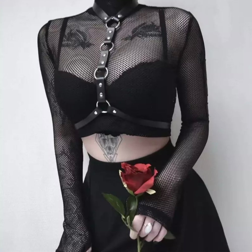 Studded Decor Harness Leather Belt